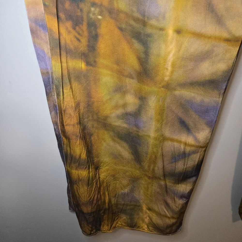Zara Women's Brown And Purple Tie-Dye Wide Leg Pants Size XXL Pockets Zip Close - Picture 4 of 15